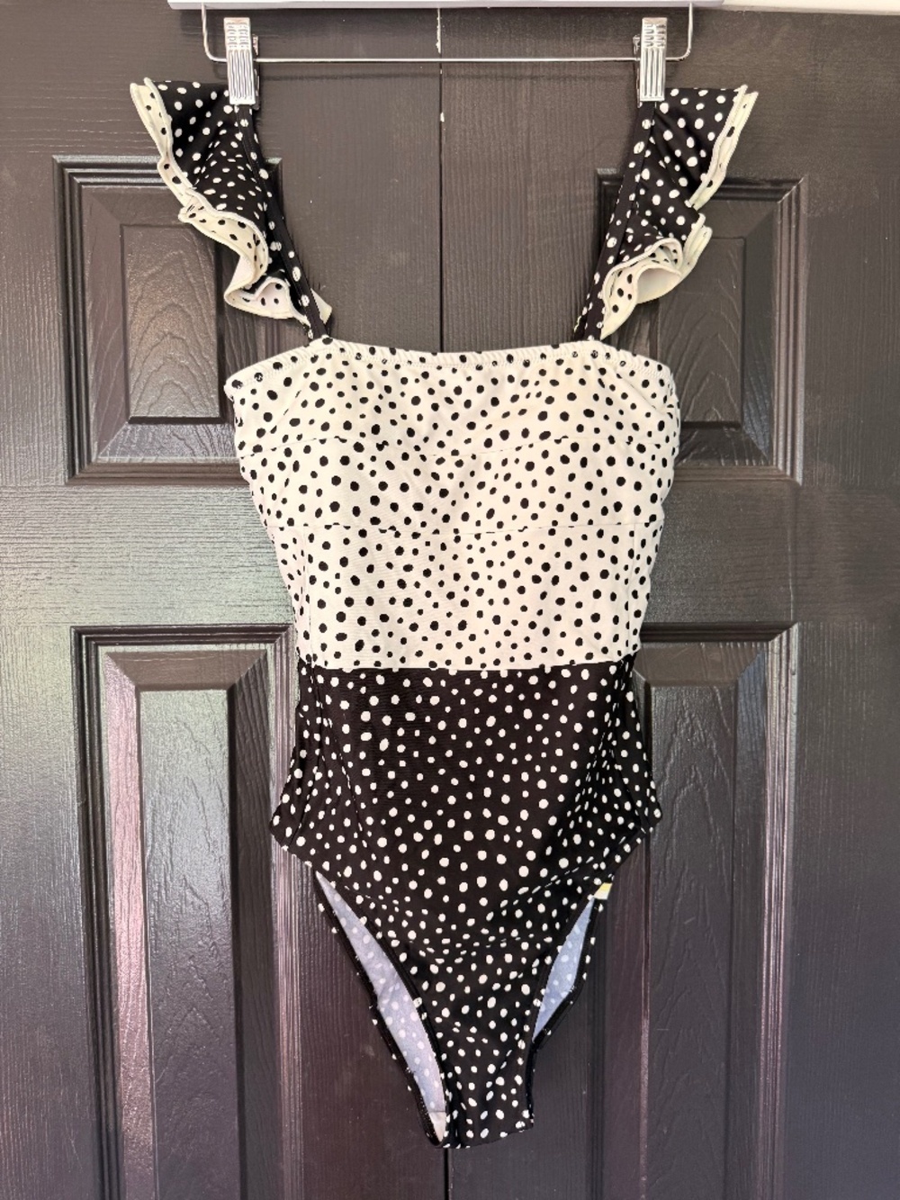 Summersalt Ruffle Oasis One piece polka dot swim suit sz 4